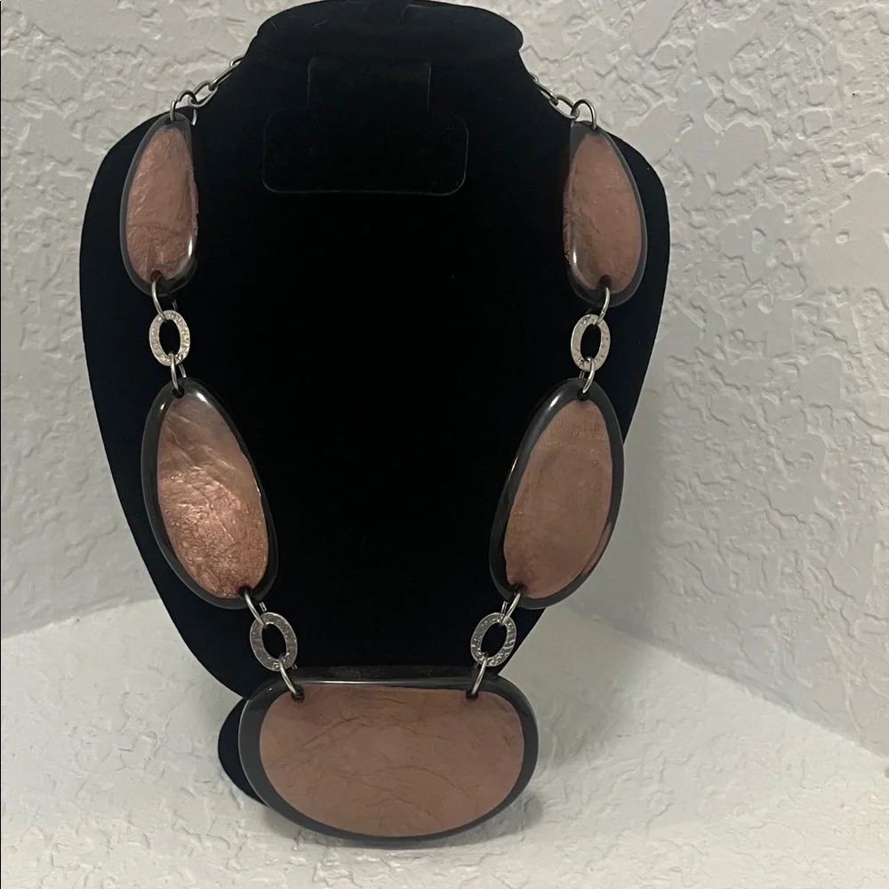 Style & Co. Brown Resin Statement Necklace with Silver Accents - Picture 1 of 5